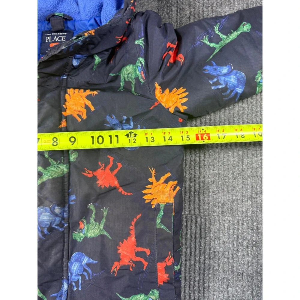 The Childrens Place Boys 5T Dinosaur Puffer Jacket Navy Blue Hooded Coat